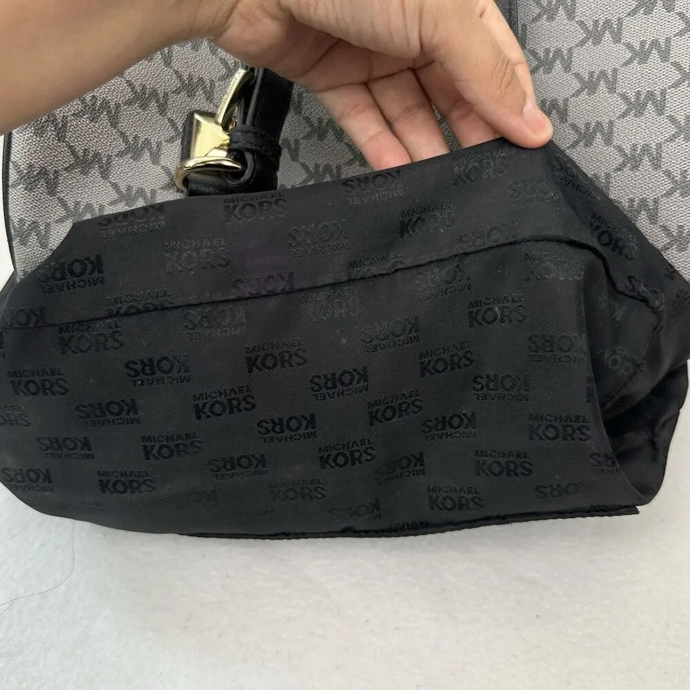 Michael Kors Grayson Large Satchel MK Signature Gray Black with Gold Hardware